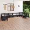 vidaXL 10 Piece Garden Lounge Set Black Solid Wood Pine
