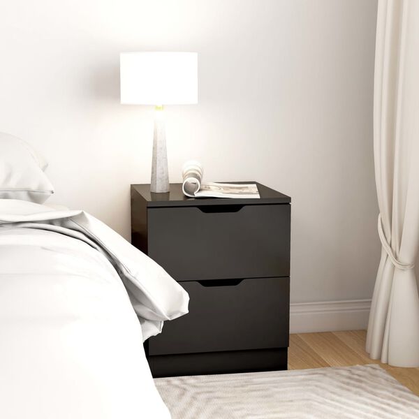 vidaXL Bedside Cabinets 2 pcs Black 40x40x50 cm Engineered Wood