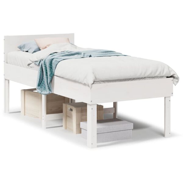 vidaXL Bed Frame without Mattress White 90x190 cm Single Solid Wood Pine