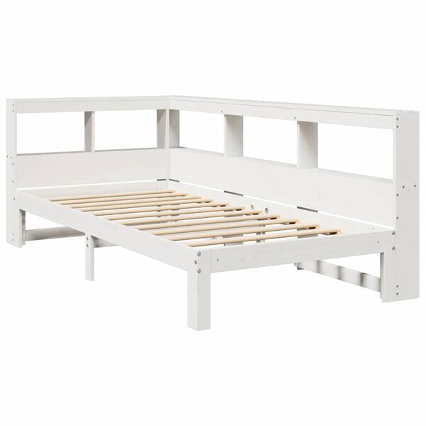 vidaXL Bookcase Bed without Mattress White 75x190 cm Small Single Solid Wood Pine
