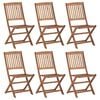vidaXL Folding Chairs 6 pcs Solid Acacia Wood