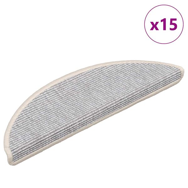 vidaXL Stair Mats 15 pcs 56x17x3 cm Silver Half Round