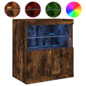 vidaXL Sideboard with LED Lights Smoked Oak 60x37x67 cm