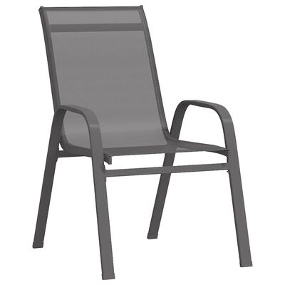 vidaXL Stackable Garden Chairs 2 pcs Grey Textilene Fabric