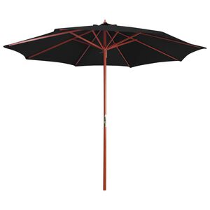 vidaXL Garden Parasol with Wooden Pole 300x258 cm Black