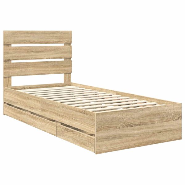 vidaXL Bed Frame with Drawer Sonoma Oak 90 x 200 cm Engineer Wood