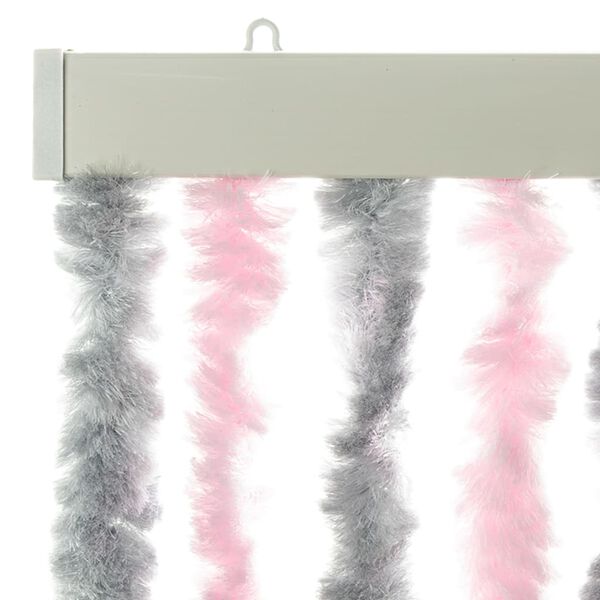 vidaXL Fly Curtain Silver Grey and Pink 100x220 cm Chenille