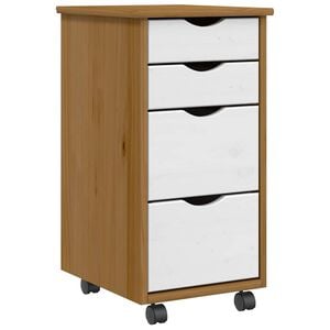 vidaXL Rolling Cabinet with Drawers "MOSS" Honey Brown Solid Wood Pine