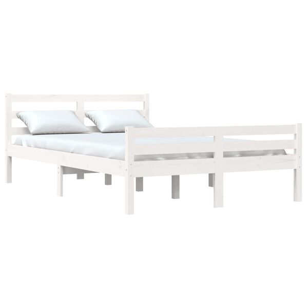 vidaXL Bed Frame without Mattress White Solid Wood 140x200 cm