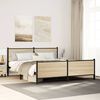 vidaXL Metal Bed Frame without Mattress Sonoma Oak 180x200 cm Super King