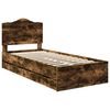 vidaXL Bed Frame with Drawer Smoked Oak 98.5 x 200 cm Engineer Wood