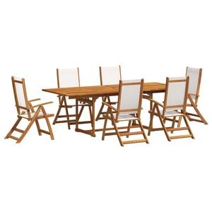 vidaXL 7 Piece Garden Dining Set Solid Wood Acacia and Textilene