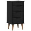 vidaXL Chest of Drawers MOLDE Black 40 x 35 x 82 cm Solid Pine Wood