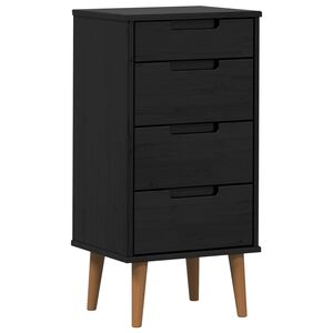 vidaXL Chest of Drawers MOLDE Black 40 x 35 x 82 cm Solid Pine Wood