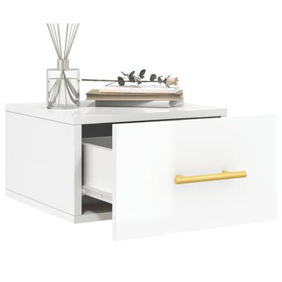 vidaXL Wall-mounted Bedside Cabinets 2 pcs High Gloss White 35x35x20 cm