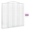 vidaXL Arched Gabion Baskets 4 pcs 200x30x200/220 cm Galvanised Iron