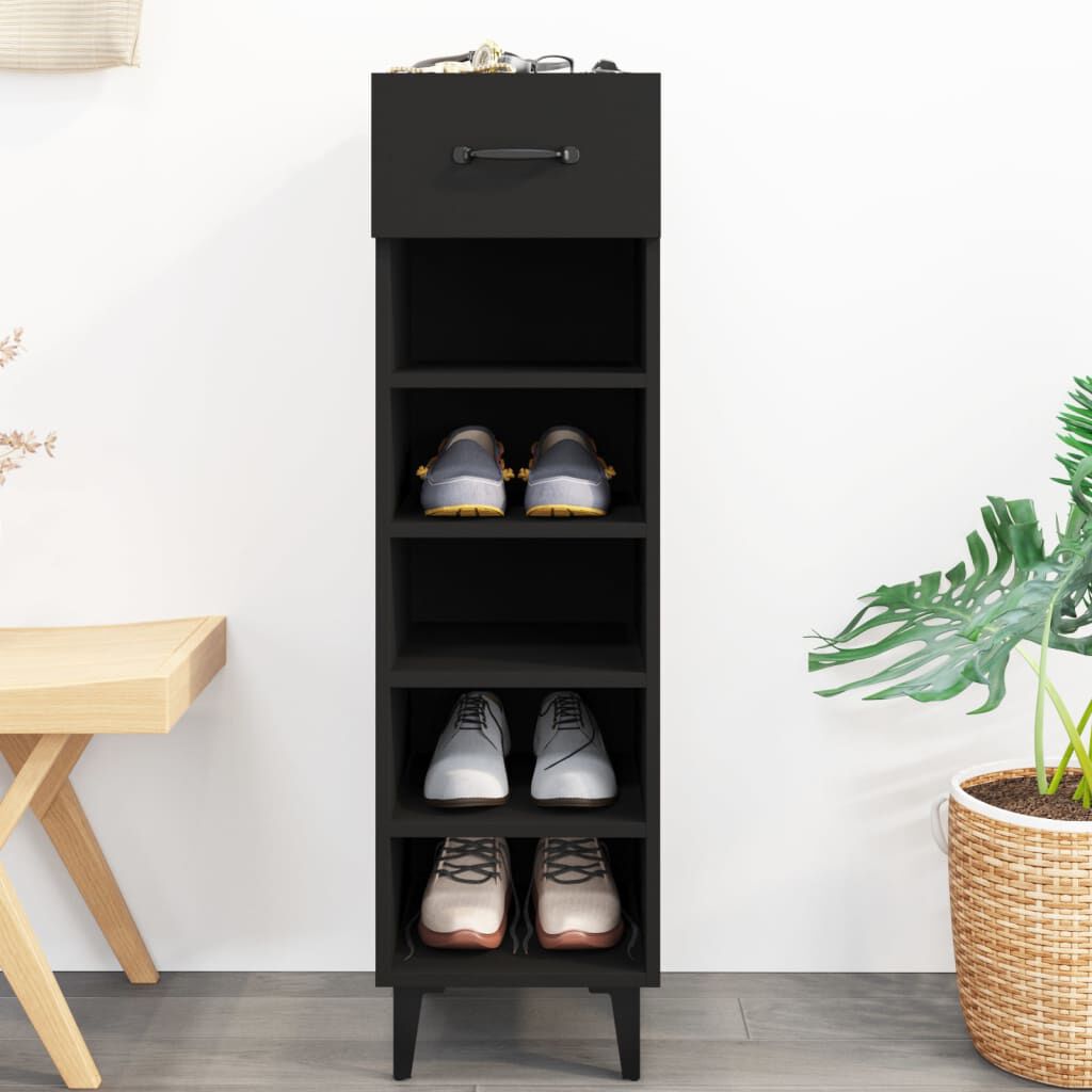 Black wood shop shoe cabinet