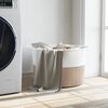 vidaXL Laundry Basket Brown and White Ø55x36 cm Cotton