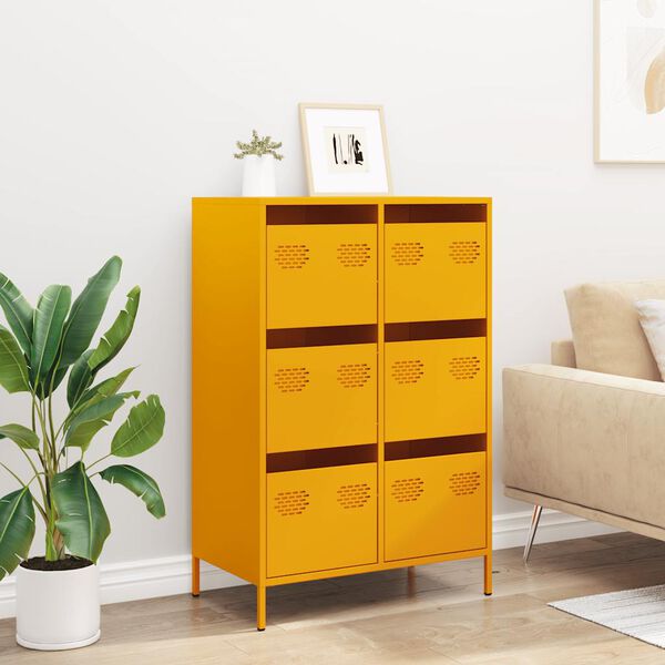 vidaXL Highboard Mustard Yellow 68x39x101.5 cm Steel