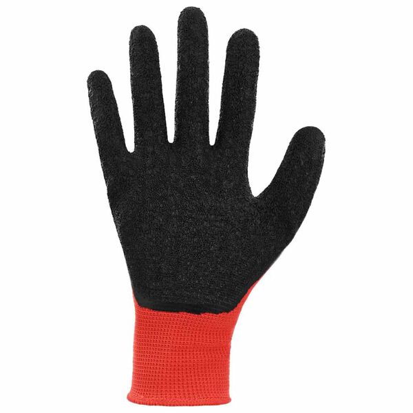 vidaXL Work Gloves 12 pcs Red and Black 7 / S Latex Coating