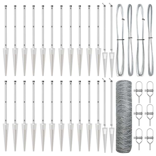 vidaXL Fence Post Silver 50 x 0.8 m (36 mm mesh) Steel