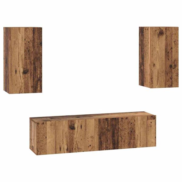 vidaXL TV Cabinet Set Wall-mounted 4 pcs Old Wood Engineered Wood
