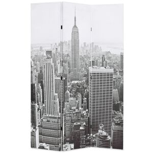 vidaXL Folding Room Divider 120x170 cm New York by Day Black and White