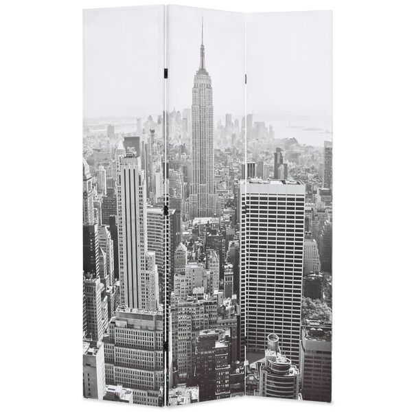vidaXL Folding Room Divider 120x170 cm New York by Day Black and White