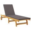 vidaXL Sun Lounger Reclining with Cushion Dark Grey Solid Acacia Wood