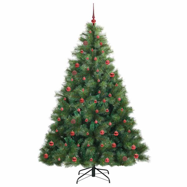 vidaXL Artificial Christmas Tree with 300 LEDs Green 210 cm PE and PVC