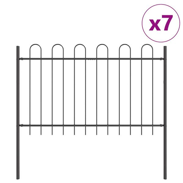 vidaXL Garden Fence 7 pcs Grey 11.9 x 1 m Powder-coated Steel