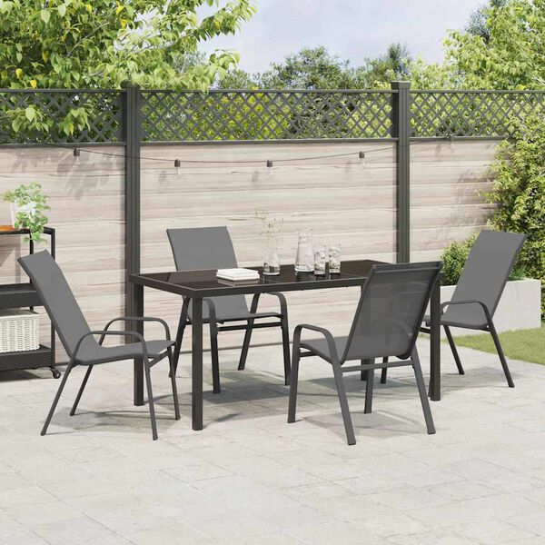 vidaXL Garden Dining Set 5 pcs Grey Textilene and steel