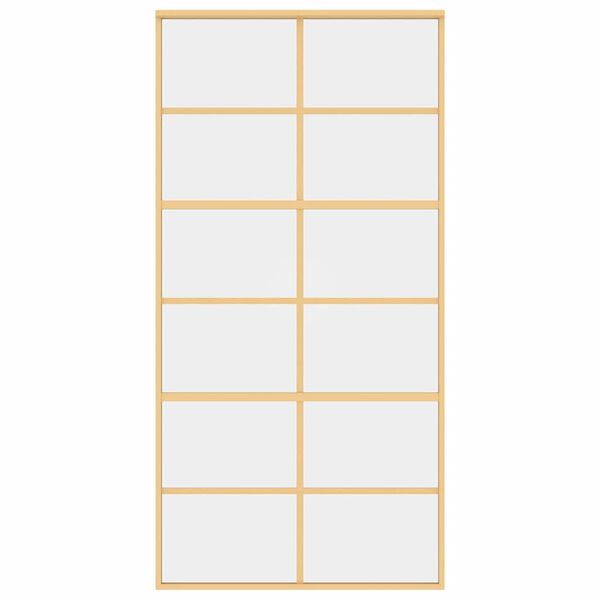 vidaXL Sliding Door Gold 102.5x205 cm Clear ESG Glass and Aluminium