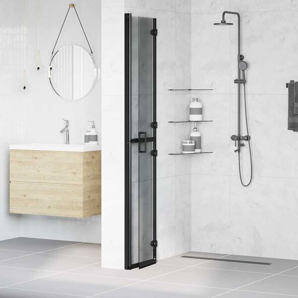 vidaXL Walk-in shower wall Black and dark transparent 70 x 190 cm