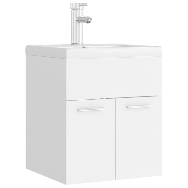 vidaXL Sink Cabinet with Built-in Basin White Engineered Wood