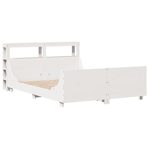 vidaXL Bed Frame without Mattress White 150x200 cm King Size Solid Wood Pine