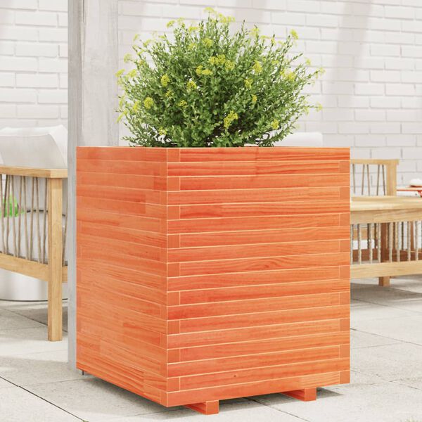 vidaXL Garden Planter Wax Brown 60x60x72 cm Solid Wood Pine