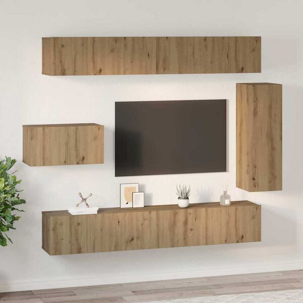 vidaXL TV Cabinet Set Wall-mounted 8 pcs Artisan Oak Engineered Wood