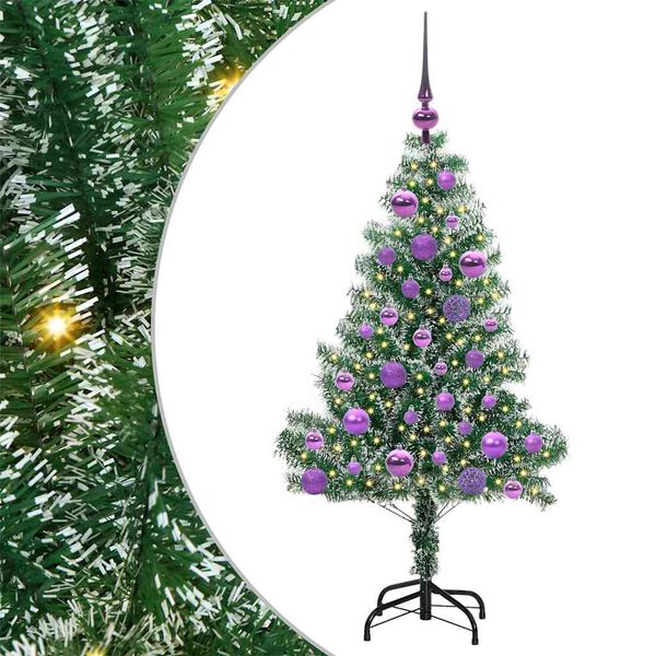 vidaXL Artificial Christmas Tree Snow Flocked with LED Light 120 cm
