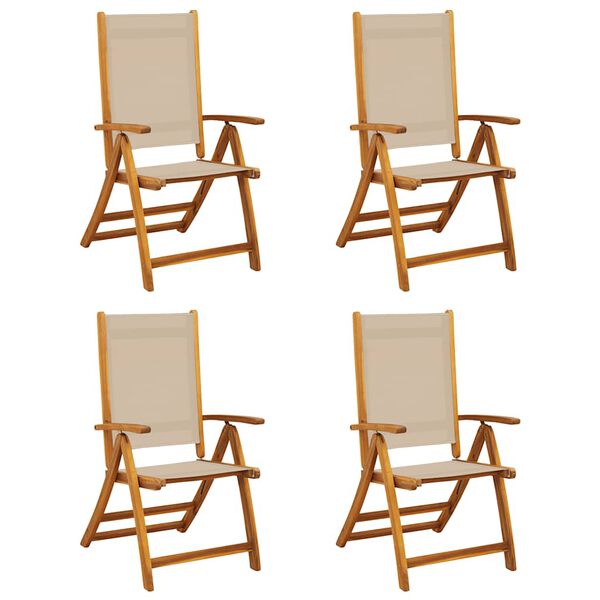 vidaXL Folding Garden Chairs 4 pcs Solid Wood Acacia and Textilene
