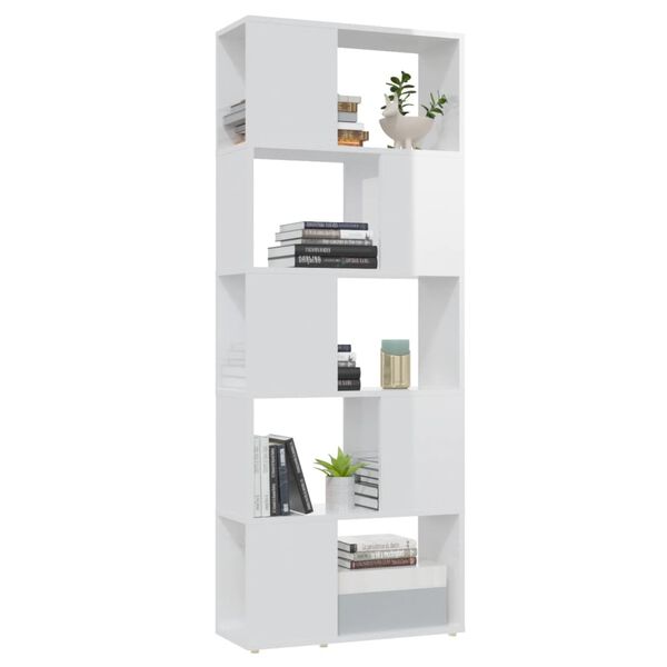 vidaXL Book Cabinet Room Divider High Gloss White 60x24x155 cm