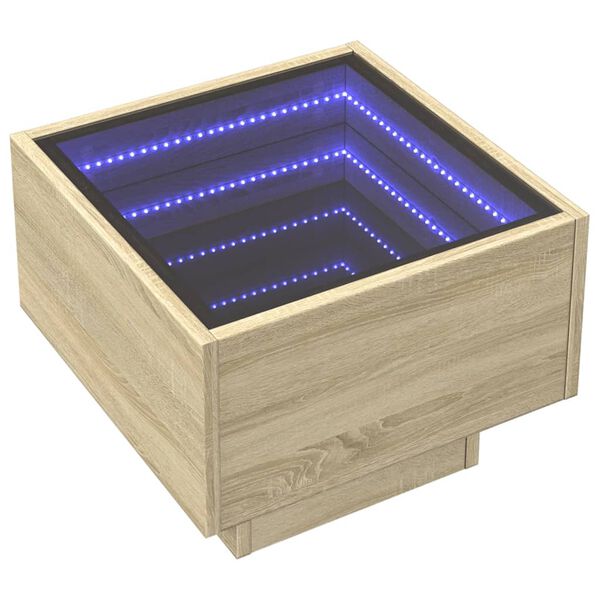 vidaXL Bedside Table with Infinity LED Sonoma Oak 40x40x30 cm
