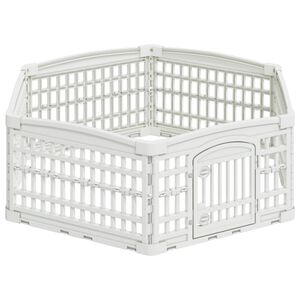 vidaXL 6 Panel Dog Playpen 122 x 106.5 x 40 cm Plastic White Foldable
