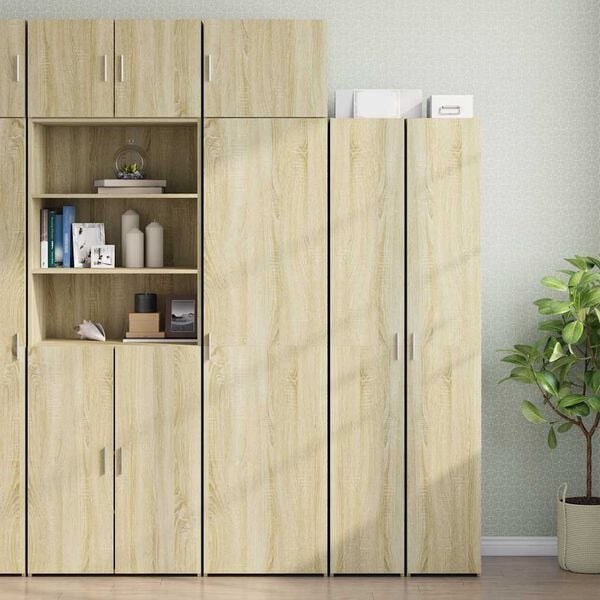 vidaXL Slim Storage Cabinet Sonoma Oak 50x42.5x225 cm Engineered Wood