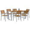 vidaXL Garden Dining Set 7 pcs Grey Solid Acacia Wood