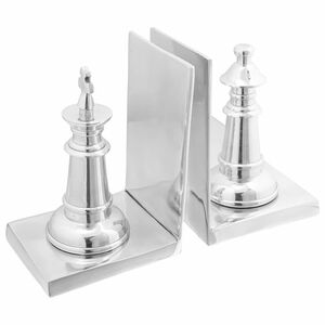 vidaXL Bookends 2 pcs Silver 11 x 12 x 19.5 cm Aluminium
