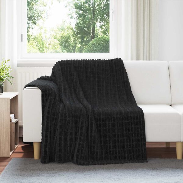 vidaXL Throw Blanket Black 200 x 150 cm Fleece