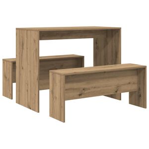 vidaXL 3 Piece Dining Table and Bench set Atisian Oak Engineered Wood