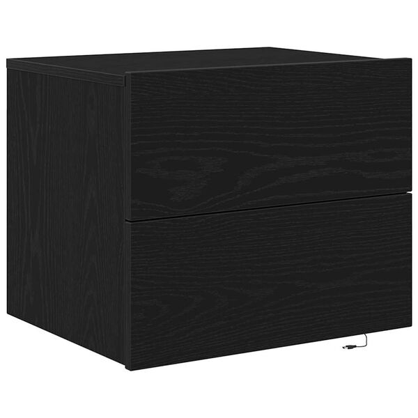 vidaXL Bedside Cabinet Black Oak 50 x 39 x 41 cm Engineered Wood