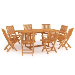vidaXL 9 Piece Garden Dining Set Solid Teak Wood
